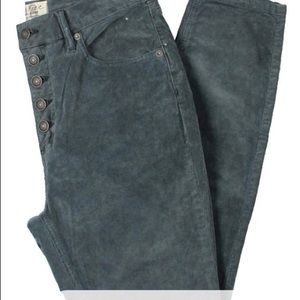 We The Free Womens Sun Chaser Corduroy High Waisted Skinny Pants Blue size 24